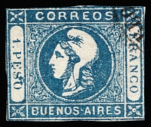 1859 1p Argentina, Buenos Aires, South America (Mi 10, Canceled)