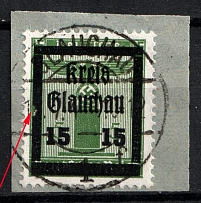 1945 15 on 5pf Glauchau (Saxony), Germany Local Post (Mi. 23 IX, Broken Frame, Print Error, Canceled, CV $270)