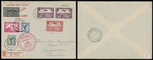 Worldwide Air Post Stamps and Postal History - Luxembourg - Zeppelin Flights - 1932 (October 9-13), 8th SAF registered mixed franking cover to Brazil, bearing three Luxembourg air post stamps, cancelled with October 6 date stamp, …