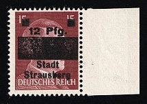 1945 STRAUSBERG Local Issue 12pf, Germany, Overprint on Hitler's head (PROOF, Margin, Signed, MNH)