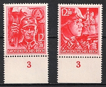 1945 Third Reich, Last Issue, Germany (Mi. 909 - 910, Plate Number '3', Full Set, CV $120, MNH)