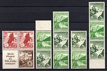 1938 Third Reich, Germany, Se-tenants, Zusammendrucke, Block of Four (Mi. S 245 - S 249, S 253, Margins, CV $40)