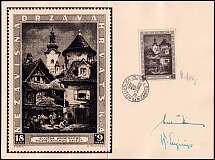 1943 Croatia Philatelic Exhibition Zagreb First Day of Issue (Mi. 115, Souvenir Booklet with Kirin and Seizinger (authors) Autographs!)