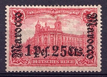 1906-1911 1.25 Pes,  German Offices in Morocco, Germany (Mi. 43, CV $100)