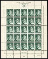 1943 84gr General Government, Germany, Full Sheet (Mi. 103, CV $30, MNH)