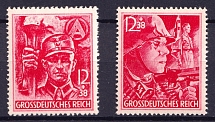 1945 Third Reich, Last Issue, Germany (Mi. 909 - 910, Perforated, Full Set, CV $60)
