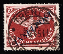 1944 Reich Military Mail Fieldpost 'INSELPOST', Germany (Mi. 10B b I, Certificate, Signed, Trento Postmark, CV $100)