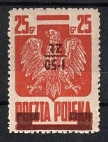1945 Poland (Inverted Overprint, Dot between `1` and `50` Standing Lower, Print Error, Mi. 409, Signed, MNH)