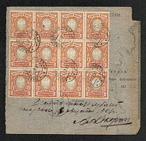 Transfer by mail in 1921 from Bolshye Soli, Kostroma province, to Tashkent. 20 stamps of Sc. 135