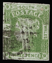 1852 3p New South Wales, Australia (SG 67, Canceled, CV $180)