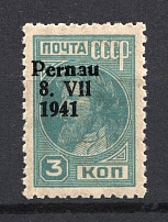 1941 3k Occupation of Estonia Parnu Pernau, Germany (Mi.3, Perforated, CV $200, MNH)