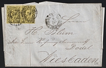 1857 (4 Jul) Saxony, German States, Germany, Cover from Leipzig to Wiesbaden franked with 3ngr (Mi. 11, CV $130)