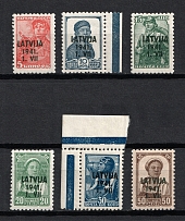 1941 Latvia, German Occupation, Germany (Mi. 1 - 6, Full Set, CV $90, MNH)