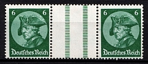 1933 6pf Third Reich, Germany, Gutter Pair, Zusammendrucke (Mi. WZ 9, CV $50, MNH)