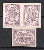 1882 5k Lebedyan Zemstvo, Russia (Schmidt #7, COUCHE 'Kushe', Block of 3 CV $450)