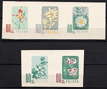 1957 Republic of Poland, Se-tenants, Wzor (Specimens of Fi. 876 - 880, Mi. 1020 - 1024, Full Set)