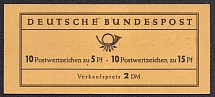 1965 Booklet with stamps of German Federal Republic, Germany in Excellent Condition (Mi. 10, 10 x Mi. 347 y b, 10 x Mi. 455 b, CV $30)