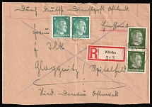 1942 (10 Jul) Ostland, German Occupation, Germany, Registered Cover from Vilyeyka to Gloggnitz franked with pairs of 5pf and 16pf Third Reich (Mi. 4, 790, CV $80)