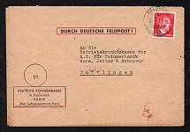 1944 (13 May) France, Military Post, Official Cover, German Health Insurance in Paris, Tuttlingen