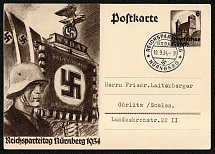 1934 Reich party rally of the NSDAP in Nuremberg SS Man with Standard, Special Commemorative Handstamp
