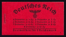 1937-39 Compete Booklet with stamps of Third Reich, Germany, Excellent Condition (Mi. MH 37.2, CV $460)