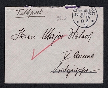 1915 (13 Aug) Germany Cover, Military Post, Marine Ship Mail № 14 Postmark