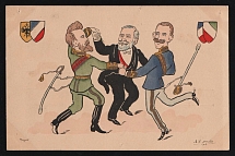 1914-18 'The dance' WWI European Caricature Propaganda Postcard, Europe