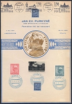 1937 (24 Sept) Czechoslovakia, 'In Commemoration of the 150th Anniversary of the Birth of J. E. Purkinje Czech physiologist', Souvenir Sheet (Cancellations)