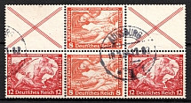 1933 Third Reich, Germany, Wagner, Se-tenant, Zusammendrucke, Block (Mi. W 52, W 56, Used, CV $520)