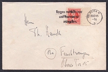 1945 (26 Oct) Thuringia, Soviet Russian Zone of Occupation, Germany, Cover from Gera to Feuchtwangen