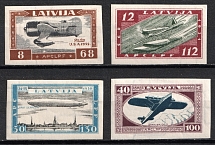 1933 Latvia, Airmail (Mi. 228B-231B, Imperforate, Full Set, CV $320)