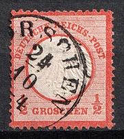 1872 1/2gr German Empire, Small Breast Plate, Germany (Mi. 3, Canceled, CV $70)