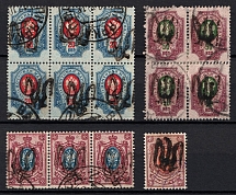 1918 Podolia Type 28 (XIb), Ukrainian Tridents, Ukraine, Valuable group of stamps (Signed, Canceled)