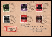 1945 (3 Nov) STRAUSBERG Local Issue 5pf - 12pf, Germany, Overprint on Hitler's head, Registered Cover from Strausberg to Berlin franked with full set of Mi. 1 - 6 (CV $390)