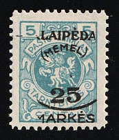 1923 25m on 5c Memel, Germany (Mi. 125 var, Unprinted Overprint)