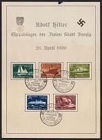 1939 'Winter Aid - Ships', Danzig, Germany, Swastika, Propaganda Souvenir Sheet (Mi. 284 - 288, Special Cancellations, CV $30)