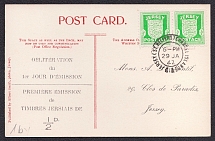 1942 Jersey, German Occupation, Germany First Day of Issue Postcard (Mi. 1y Pair, Jersey Postmark)