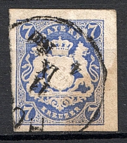 1868 Bavaria Germany 7 Kr (CV $50, Canceled)