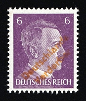 1945 MEISSEN Local Issue 6pf, Germany, Overprint on Hitler's head (Mi. 29, Yellow Overprint, Signed, CV $1,690, MNH)