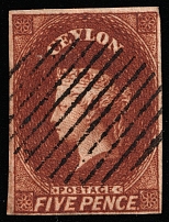 1857-59 5p Ceylon, British Colonies (SG 5, Canceled, CV $230)