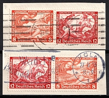 1933 Third Reich, Germany, Wagner, Se-tenants, Zusammendrucke (Mi. W 55, W 57, Canceled, CV $110)