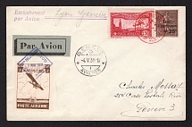 1931 (3 May) France Airmail cover from Lyon to Geneva with a special vignette and handstamp of the philatelic exhibition in Lyon