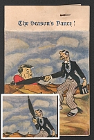 'The Season's Dance!' Unique Playing Moving Postcard, Caricature of Hitler, Anti-German Propaganda (Rare)
