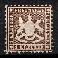 1862 1k Wurttemberg, German States, Germany (Mi. 21, Sc. 30, CV $1,050)