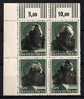 1945 1m Schwarzenberg, Local Post, Germany, Block of Four (Corner Margins, Control Numbers, Signed, MNH)