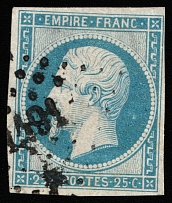 1853 25c France (Mi 14, Canceled, CV $300)