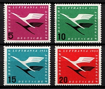 1955 German Federal Republic, Germany, Airmail (Mi. 205 - 208, Full Set, CV $40, MNH)