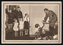 1939 'Adolf Hitler and the Children', Propaganda Postcard, Third Reich Nazi Germany