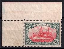 1915-19 5m Samoa, German Colonies, Kaiser’s Yacht, Germany (Mi. 23 II B, CV $60, Corner Margins)