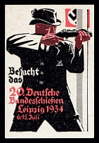 1934 '20th German Federal Schooting', Swastika, Leipzig, Third Reich Propaganda, Mini Poster, Nazi Germany (MNH)
